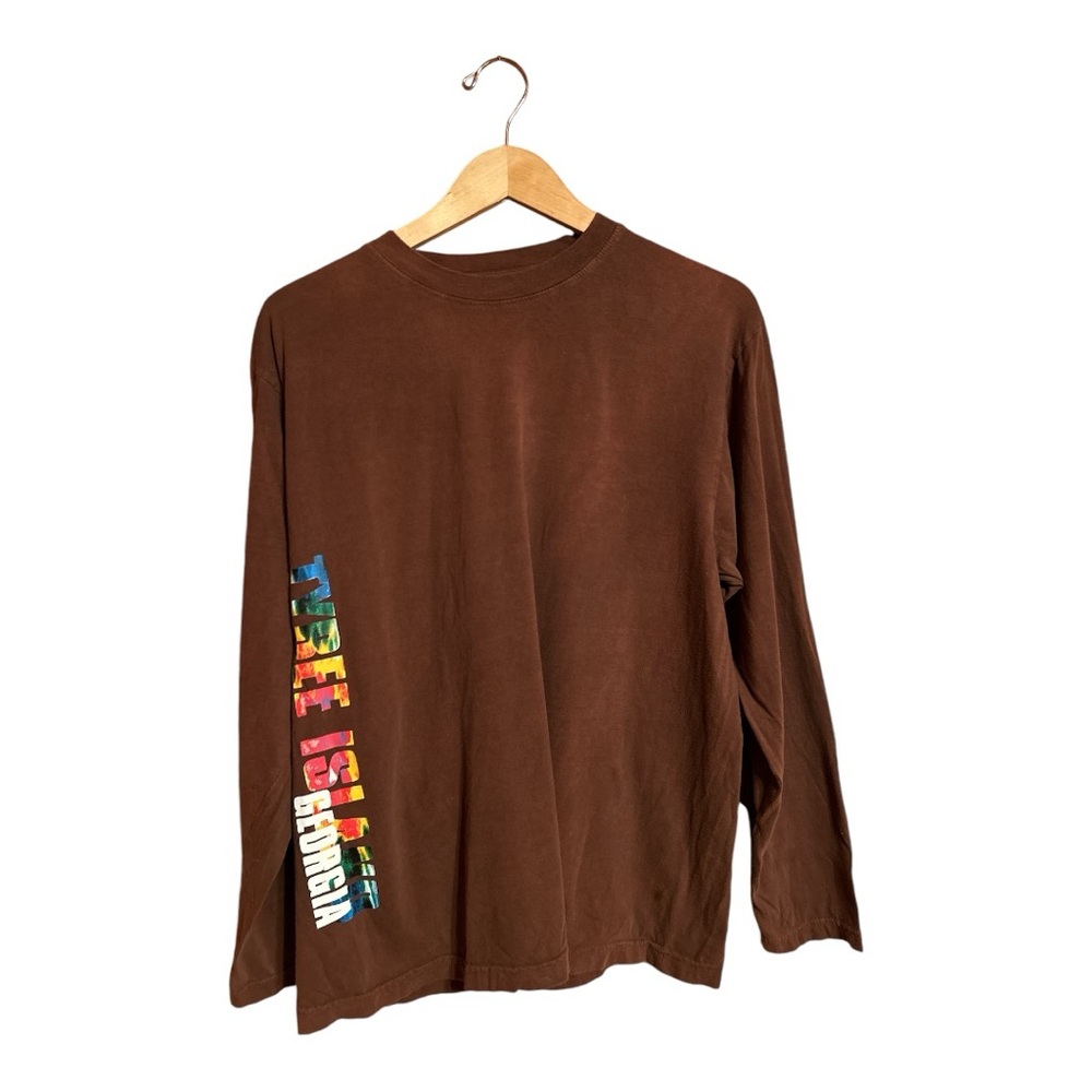 Wise guy Vintage Brown Georgia Tybee Island Long Sleeve T-Shirt Women’s Large